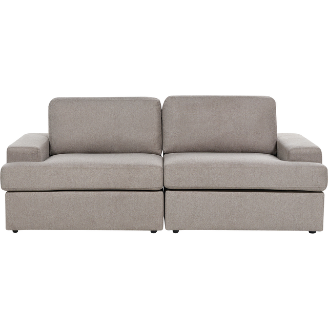 Beliani - Classic 3 Seater Sofa Upholstered Polyester Fabric Cushioned Backrest Thickly Padded Taupe Alla