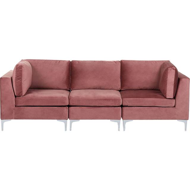 Beliani 3 Seater Modular Velvet Sofa Pink Evja, Pink