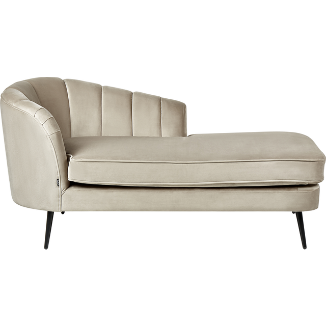 Beliani Left Hand Velvet Chaise Lounge Beige Allier, Brown