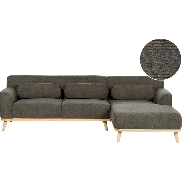 Left Hand Jumbo Cord Corner Sofa Dark Green SIMOS