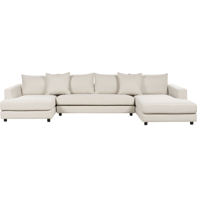 Beliani 5 Seater Fabric Sofa Light Beige Lilviken, Brown