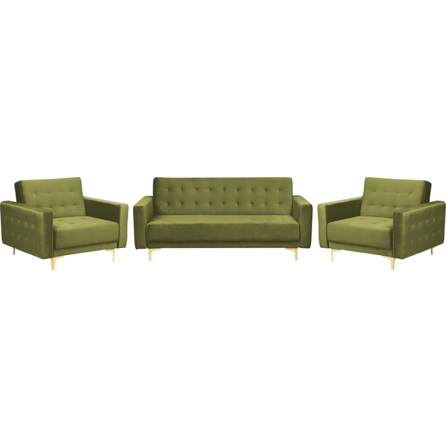 Beliani Modular Velvet Living Room Set Green Aberdeen, Green