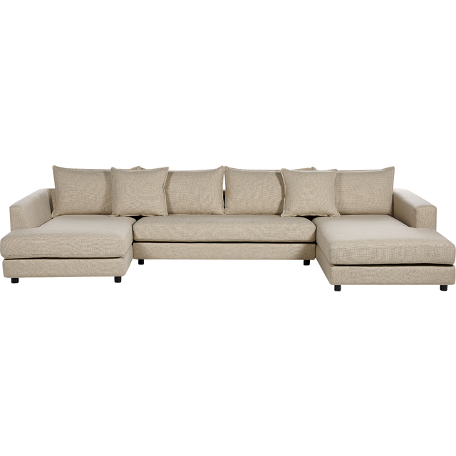 Beliani 5 Seater Fabric Sofa Beige Lilviken, Brown