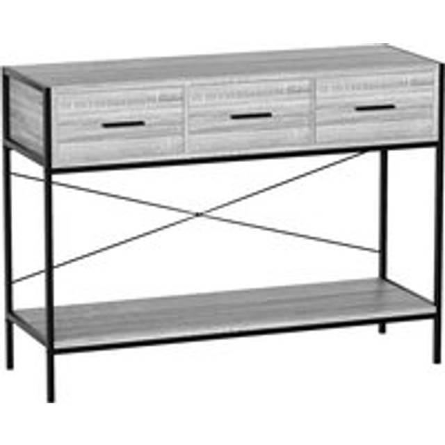 Vida Designs Brooklyn 3 Drawer Console Table With Shelf Industrial Hallway Entryway Furniture, Grey, Grey