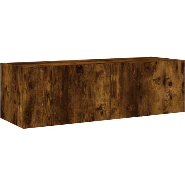 vidaXL TV Wall Cabinet with LED Lights Smoked Oak 100x35x31 cm - Brown