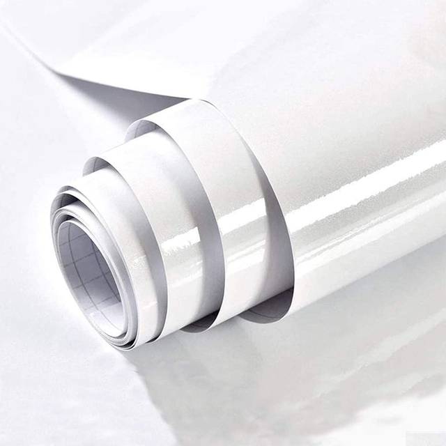 TANONE White Wallpaper Vinyl Paper Self Adhesive Film Decorative Paper for Wallcovering Kitchen Countertop Cabinets Wardrobe Furniture Iridescent Glit