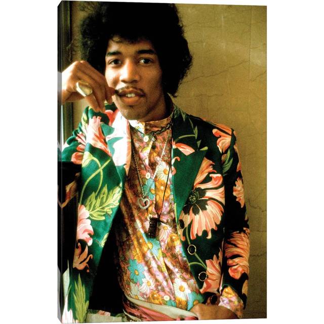 Jimi Hendrix Coloured Floral Jacket I by Radio Days - Wrapped Canvas Art Prints (20.32 cm H x 30.48 cm W)