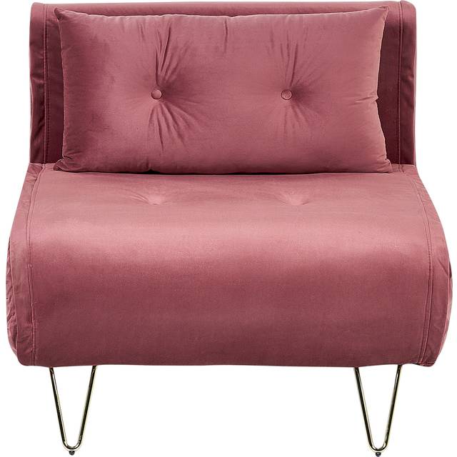 Beliani Velvet Sofa Bed Pink Vestfold, Pink