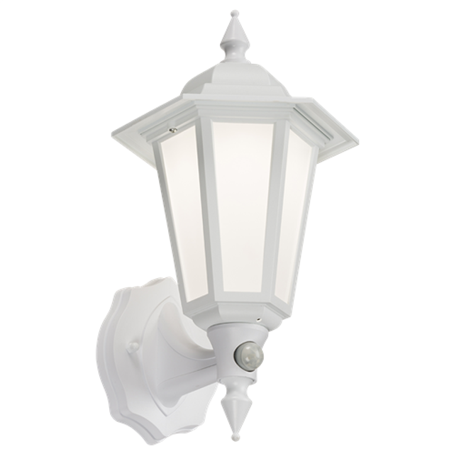 KnightsBridge 230V IP54 LED Wall Lantern with PIR - White
