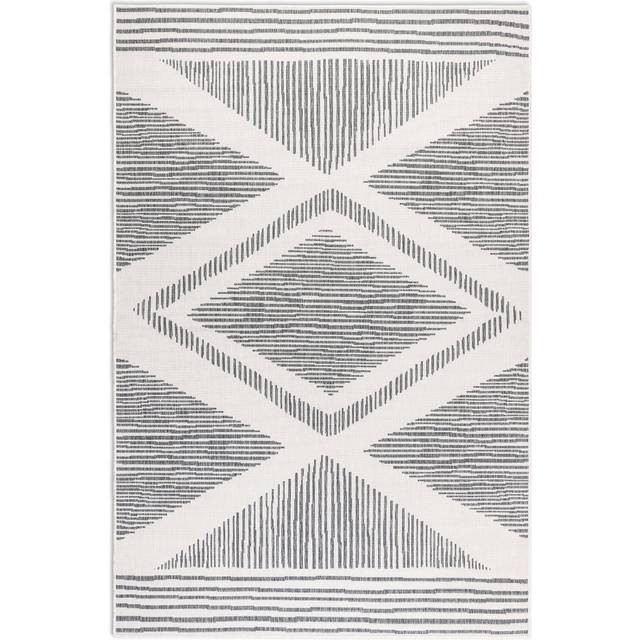 Gemini Geometric Indoor / Outdoor Area Rug - Matt brushed nickel (Rectangular 80 x 150cm)