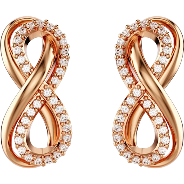 Hyperbola stud earrings, Infinity, White, Rose gold-tone plated - OS