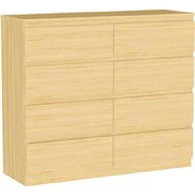 Vida Designs Denver 8 Drawer Chest Of Drawers Handle Free Modern Bedroom Furniture, Pine, Brown
