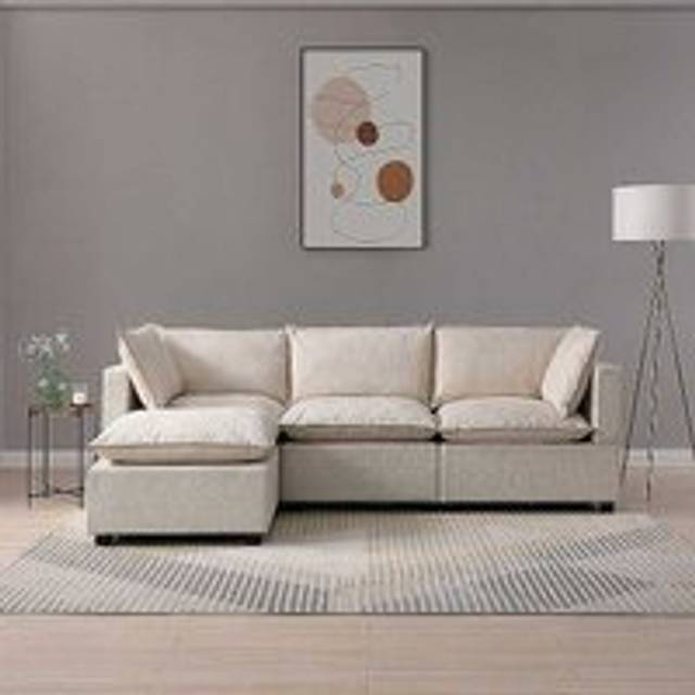 Modular Corner 3 Seat Sofa Suite - Natural