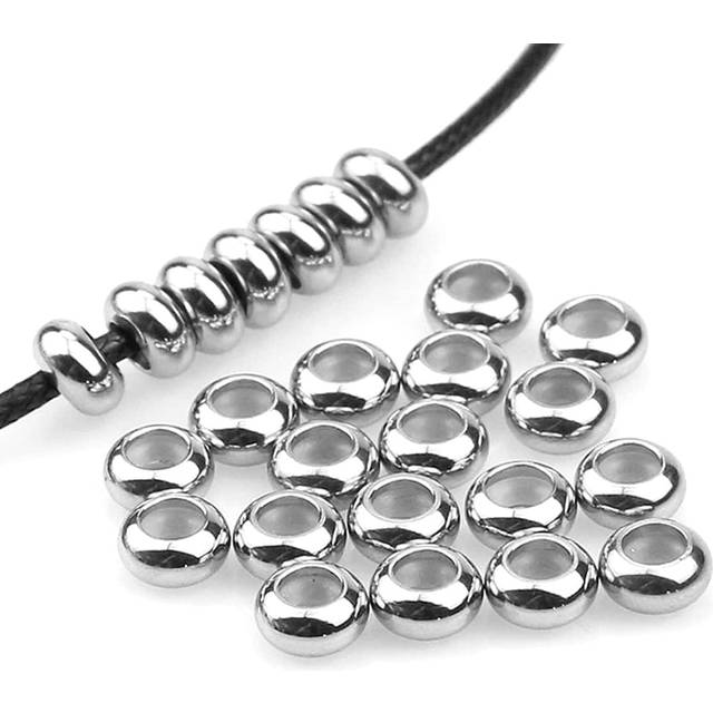 SHEIN 10 Pieces 6/8/10mm Stainless Steel Silicone Spacer Loose Beads Stop Beads For Bracelets Bracelets Necklaces DIY Jewelry Jewelry Making Supplies