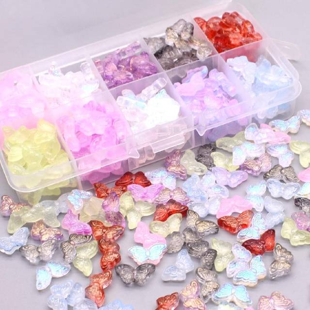 SHEIN 8x14mm 60pcs a bag Butterfly shape Glass Beads for Jewelry Making DIY accessories