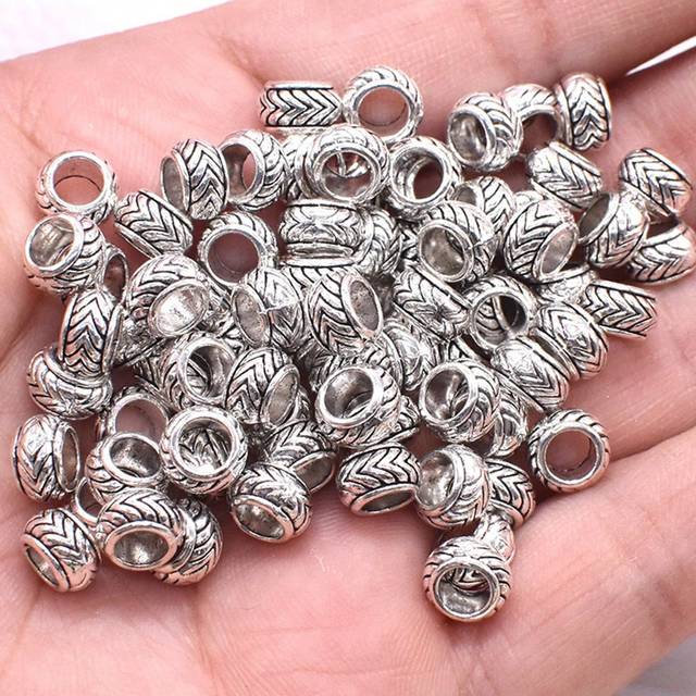 SHEIN 30pcs Zinc Alloy Silver-color Vintage Wavy Spacer Beads, For Diy Bracelet, Necklace, Earring, Hair Braid Decoration