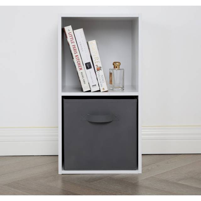 Jane 2 Shelf White Cube Storage Unit with Basket - Home Garden Direct