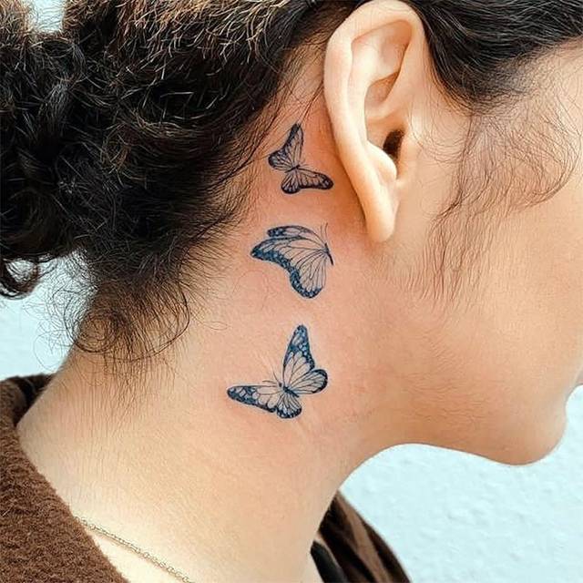 SHEIN 1pc Dark Style Flying Butterfly Waterproof Temporary Tattoo Sticker (lasting 7-14 Days), Suitable For Clavicle, Festival/y2k Themed Makeup & Party Dec