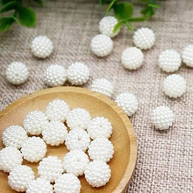 SHEIN 10/12/14/20mm Acrylic Bayberry Beads Faux Pearl Beads Round Loose Beads Spacer Beads For Earrings Bracelet Necklace Jewelry Making