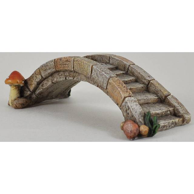 Decorative Fairy Garden Stone Bridge Statue - Grey (8.5cm H X 18.6cm W X 6cm D)