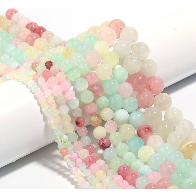 SHEIN 1 Strand 7-color Natural Dyed Jade Beads For Diy Beaded Jewelry Making 4/6/8/10mm