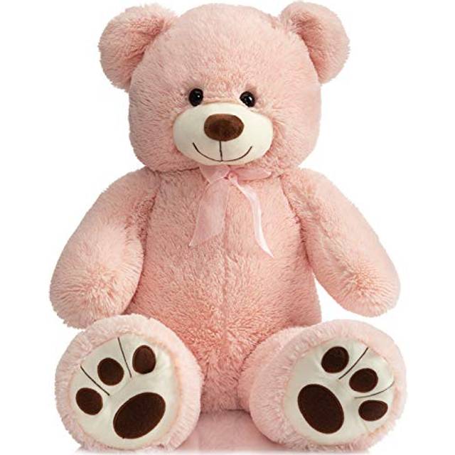 HollyHOME Teddy Bear Stuffed Animal Plush Giant Teddy Bears with Footprints Big Bear 36 inch Pink