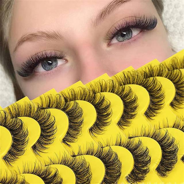 SHEIN 10 Pairs Faux Mink Eyelashes False Eyelashes Fluffy Lashes Dramatic Volume Lashes Natural Long Eyelashes Makeup