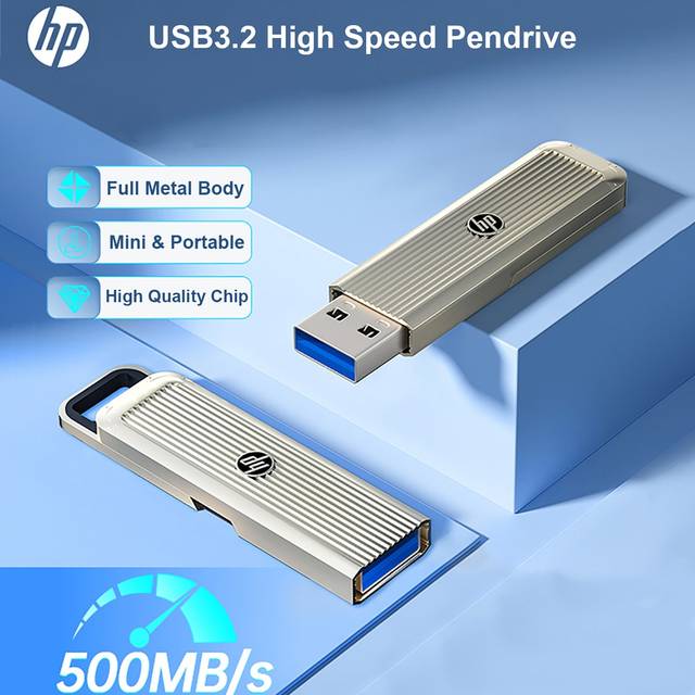 HP USB Flash Drive X911S USB3.2 Höghastighet UPP TILL 500MB/S 256GB 512GB 1TB Metal Pendrive kompatibel med PS4/Destops/ - Champagne (256GB,512G,1T)