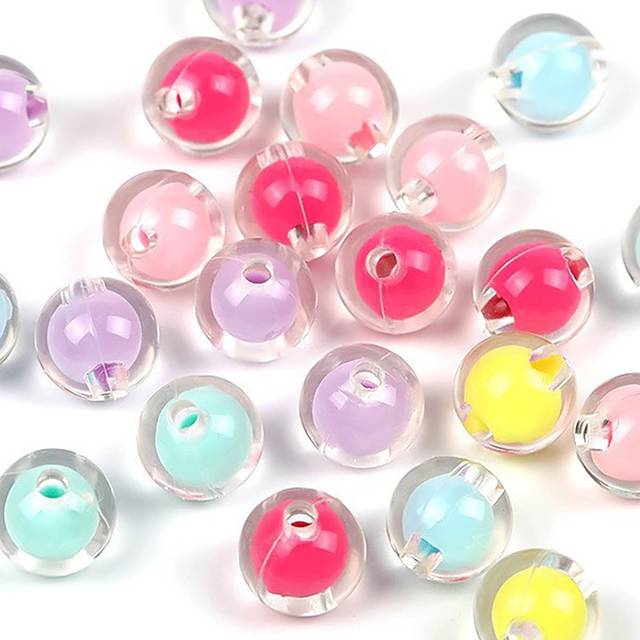 SHEIN 50pcs 8mm Round Transparent Acrylic Beads Loose Spacer Beads for Jewelry Making DIY Handmade Accessories