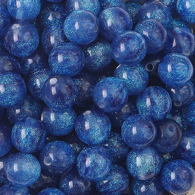 SHEIN 8/10/12mm Starry Mermaid Princess Fine Flash Resin Through-Hole Loose Beads For Jewelry Making DIY Necklace Bracelet Phone Chain Beaded Craft Supplies