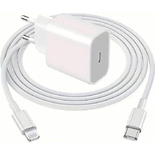 20W EU-standard väggladdare + 100 cm högeffektiv dataöverföringskabel för snabb laddning, kompatibel med iPhone 14 Pro Max/14 Pro/14 Plus/14/13/12/11 - Vitt (Multi-size)