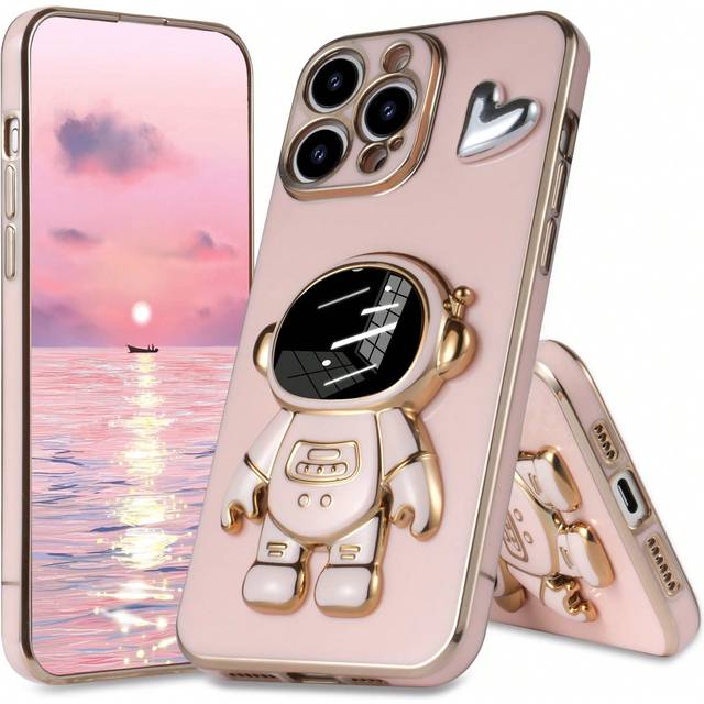 Nyhet Space Astronaut DIY Hjärttryck Telefonfall , Med Elektrusk Plätering Kollisionsskydd Telefonfall + Elektrusk Plätering Dold Strand + Uppsättnin - Rosa (Multi-size)