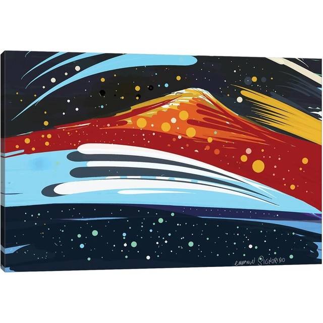 Red Mountain in the Starry Night by Emmanuel Signorino - Wrapped Canvas Art Prints (20.32 cm H x 30.48 cm W)