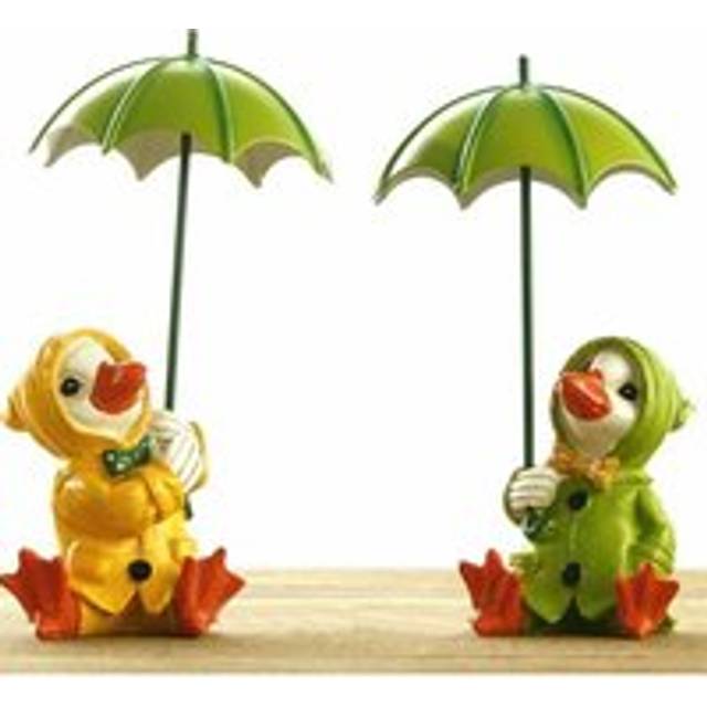 Garden Mile - Ducks with Umbrella Outdoor Garden Ornaments, 2x Patio Decorations Figurines Statues Sculptures