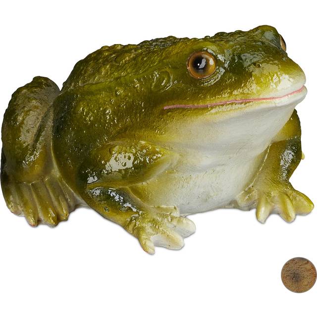 Relaxdays - Garden Frog Figurine, Weatherproof, For Balcony, Patio, Pond, Poly-resin, Decor Toad Ornament, Green