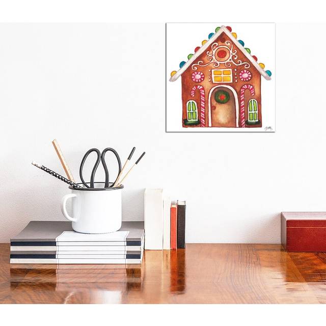 Gingerbread and Candy House I by Elizabeth Medley - Painting Print on Canvas - Wrapped Canvas (30.48 cm H x 30.48 cm W)