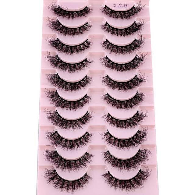 SHEIN 10 Pairs Natural Looking 3D Thick Curl False Eyelashes, Faux Mink Eyelash Extension, Suitable For Beauty