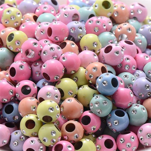 SHEIN 100pcs/Set 8mm Candy Mix Color Round Spacer Beads Shiny Imitation Crystal Acrylic Beads For Jewelry Making Supplies Diy Craft Bead