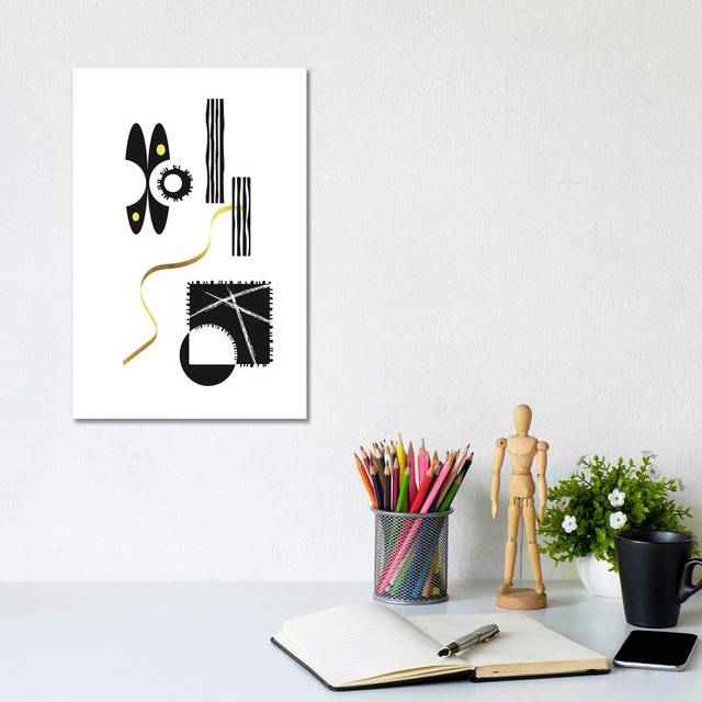 Black & White Abstract No. 3 | Gold by Melanie Viola - Wrapped Canvas Gallery-Wrapped Canvas Giclée (20.32 cm H x 30.48 cm W)