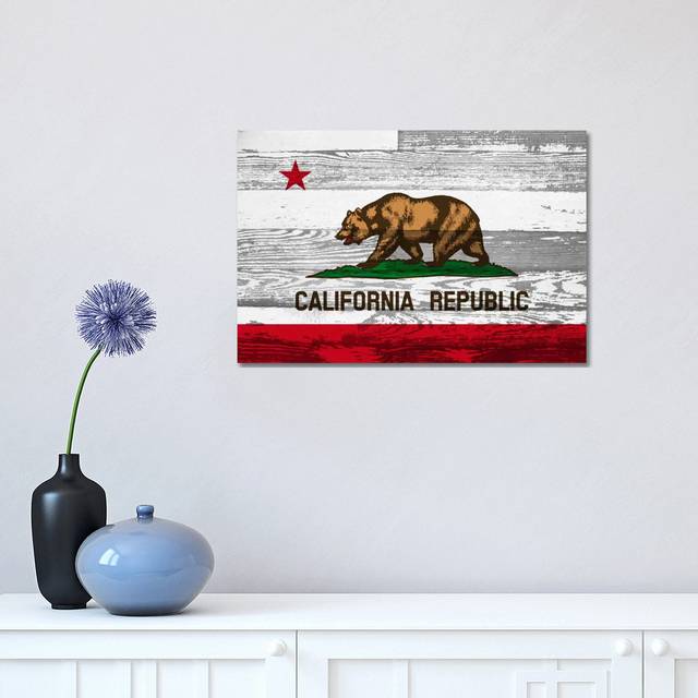 California State Flag on Wood Panels - Wrapped Canvas Graphic Art (30.48 cm H x 45.72 cm W)