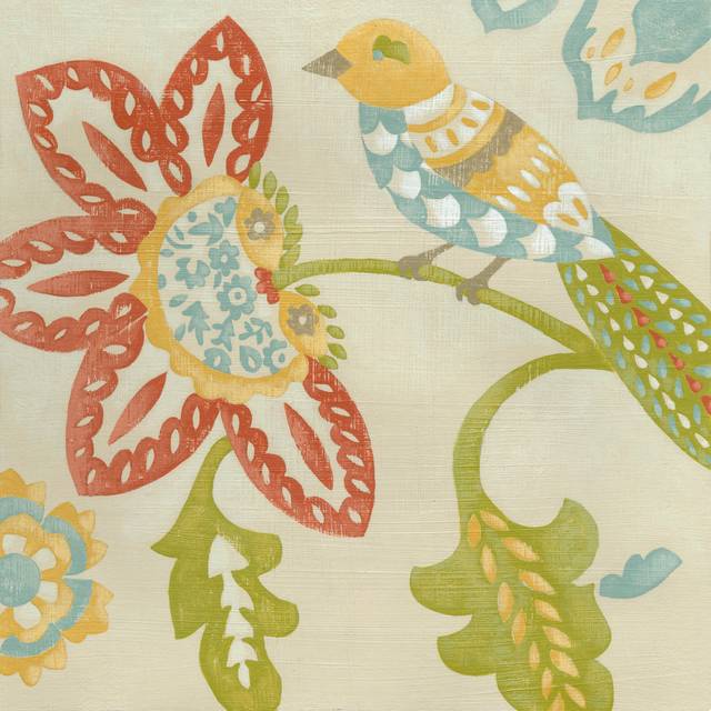 Linen Songbird II by Chariklia Zarris - Wrapped Canvas Art Prints (30cm H x 30cm W)
