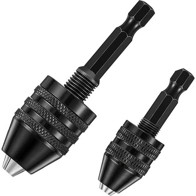 2Pcs Hex Keyless Drill Chuck, Screwdriver Converter Drill Adapter Quick Change Drill Bits Tool(0.6-8mm, 0.3-3.6mm)