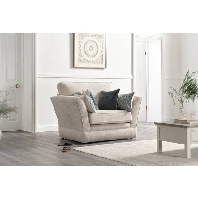 Natural with Teal Fabric Sofas - Loveseat - Carrington Range - Oak Furnitureland