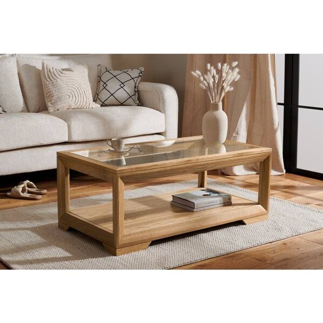 Natural Solid Oak Coffee Tables - Coffee Table - Bevel Range - Oak Furnitureland