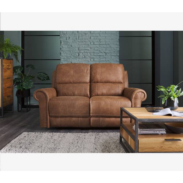 Ranch Brown Fabric Sofas - 2 Seater Sofa - Colorado Range - Oak Furnitureland