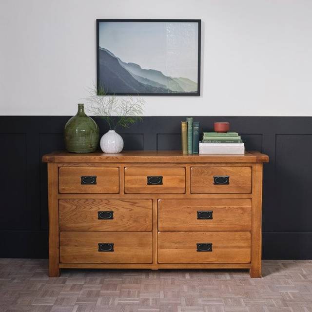 Handmade 100% Solid Rustic Oak Chest of Drawers - 7 Drawer Chest - Original Rustic Range - Oak Furnitureland