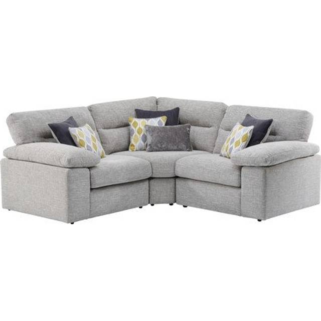 Silver Fabric Sofas - Modular 3 Seat Corner Sofa - Morgan Sectional Sofas Range - Oak Furnitureland