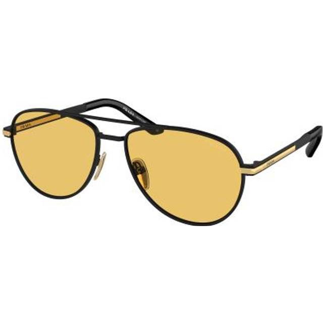 Prada Man PR A54S  1BO90C Sunglasses Metal Black Yellow Pilot Normal
