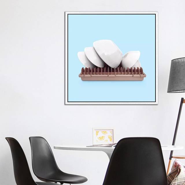 Sydney Plates by Paul Fuentes - Graphic Art Print on Canvas - White Framed (45.72 cm H x 45.72 cm W x 4.445 cm D)