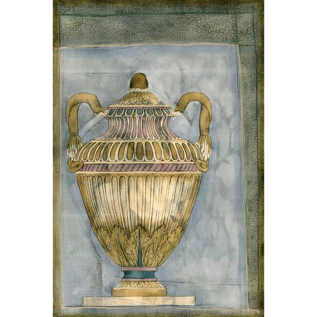 Small Urn And Damask III by Jennifer Goldberger - Wrapped Canvas Graphic Art (30cm H x 20cm W x 3.8cm D)